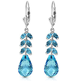 11.2 CTW 14K Solid White Gold Taken Blue Topaz Earrings