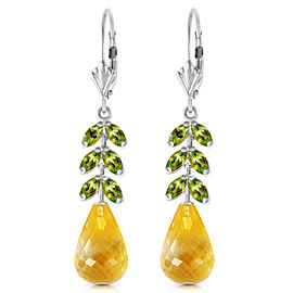 11.2 CTW 14K Solid White Gold Priorities Peridot Citrine Earrings