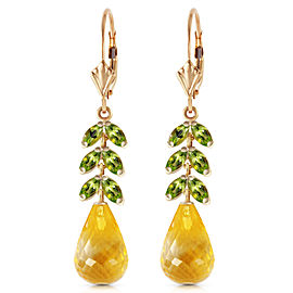 11.2 CTW 14K Solid Gold Momentum Citrine Peridot Earrings