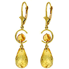 11 CTW 14K Solid Gold Moonlight Citrine Earrings