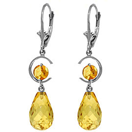 11 CTW 14K Solid White Gold Glass Of White Wine Citrine Earrings