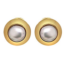14k Yellow Gold Mabe Pearl Earrings 21mm