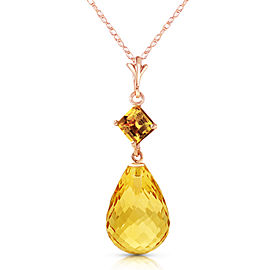 14K Solid Rose Gold Necklace with Natural Citrines