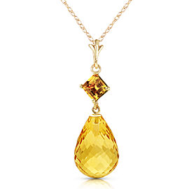 5.5 CTW 14K Solid Gold Admit One Citrine Necklace
