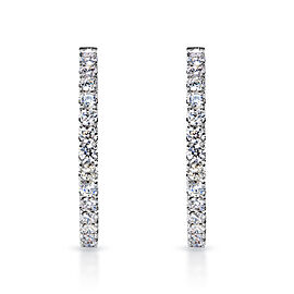 True Carat Round Brilliant Cut Earth Mined Diamond Hoop Earrings in 14 Karat White Gold