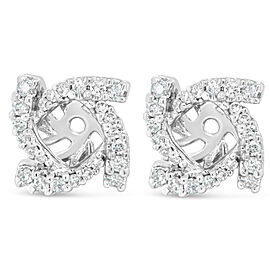 True 14K White Gold 1/3 Cttw Round Diamond Spiral Earring Jacket for 4mm Round Studs (G-H Color, VS2-SI1 Clarity)
