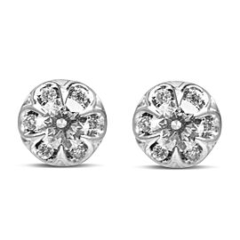 True 14K White Gold 3/4 Cttw Round Cut Diamond Halo Cluster Stud Earrings (I-J Color, I1-I2 Clarity)