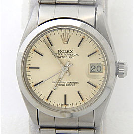 Pre Owned Mid Size Rolex Stainless Steel Datejust with a Silver Dial 6824