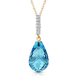 6.68 CTW 14K Solid Gold Necklace Diamond Briolette Drop Blue To