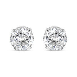 True AGS Certified 14K White Gold 1.0 Cttw 4-Prong Set Brilliant Round-Cut Solitaire Diamond Push Back Stud Earrings (E-F Color, SI2-I1 Clarity)