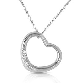 14K Solid White Gold Heart Necklace with Natural Diamond