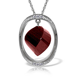 14K Solid White Gold Necklace withTwisted Briolette Dyed Green Ruby & Diamonds