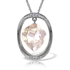 14K Solid White Gold Necklace with Natural Twisted Briolette Blue Topaz & Diamonds