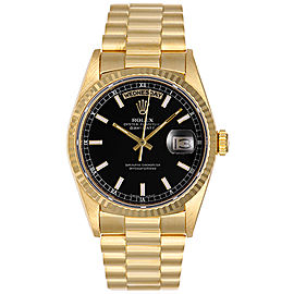 Rolex President - Day-Date 18238 18K Yellow Gold Black Dial 36mm Mens Watch