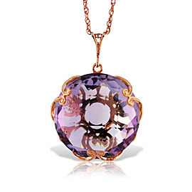 14K Solid Rose Gold Necklace with Checkerboard Cut Round Amethyst