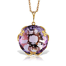 14K Solid Gold Necklace with Checkerboard Cut Round Amethyst