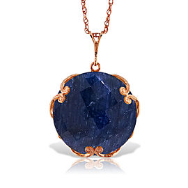 14K Solid Rose Gold Necklace with Checkerboard Cut Round Dyed Sapphire