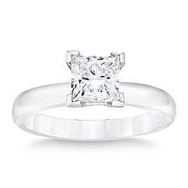 True 1.00 Carat Princess Cut Solitaire Diamond Ring in 14K White Gold