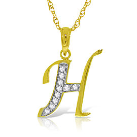 14K Solid Gold Necklace with Natural Diamonds Initial 'h' Pendant