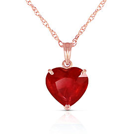 14K Solid Rose Gold Necklace with Natural 10mm Heart Ruby