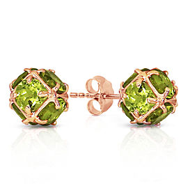 14K Solid Rose Gold Stud Earrings with Natural Peridots