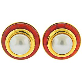 Aldo Cipullo South Sea Pearl Carnelian Gold Earrings