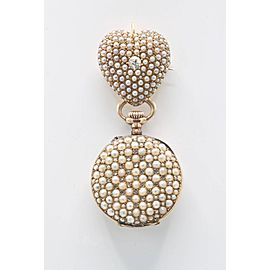 Natural Pearl and Diamond Pendant and Brooch Lapel Watch
