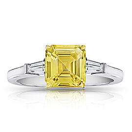 David Gross Emerald Yellow Sapphire and Diamond Ring