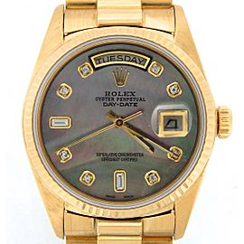 Mens Rolex 18K Day-Date President Black MOP Diamond 18038