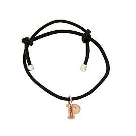 Damiani 18K Rose Gold & Leather with Silver Diamond Letter "P" Charm Bracelet