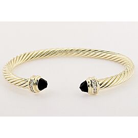 Cable Classics Bracelet in 14K Yellow Gold with Black Onyx and Pave Diamond
