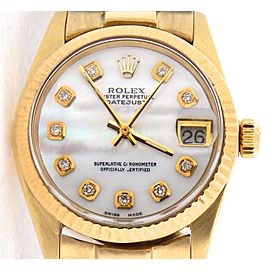 Mid Size Rolex 18K Yellow Gold Datejust President White MOP Diamond 6827