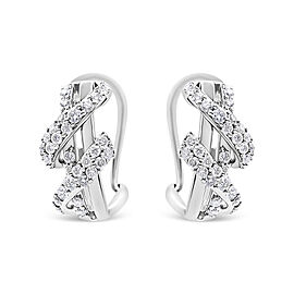 True 14K Gold 5/8 Cttw Diamond Double Swirl Huggy Hoop Earrings with Hypoallergenic Backs (J-K Color, SI2-I1 Clarity)
