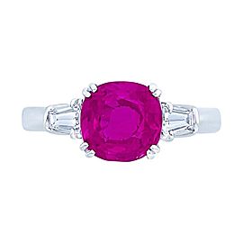 Cartier 18 Karat White Gold, Ruby and Diamond Ring