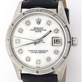 Mens Rolex Stainless Steel Date White MOP Diamond 15010