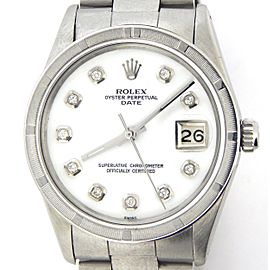 Mens Rolex Stainless Steel Date White MOP Diamond 15010