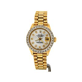 Ladies Rolex 18K Yellow Gold Datejust President White MOP Diamond 6916/6917