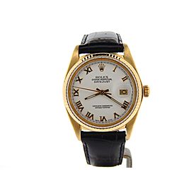 Mens Rolex 18K Yellow Gold Datejust White Roman 16018