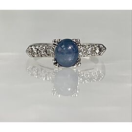 Oval Cut Platinum Star Sapphire Diamond Ring
