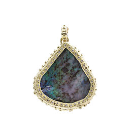 18k Yellow Gold Large Pear Free-form Boulder Opal Enhancer