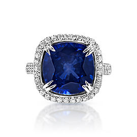Joanna Carat Cushion Cut Blue Sapphire Ring in 18 Karat White Gold