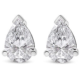 True 14K White Gold 1.0 Cttw Pear Shape Solitaire Lab Grown Diamond Stud Earrings