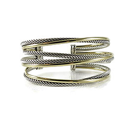 David Yurman Sterling Silver and 18K Yellow Gold 4-Row Crossover Cuff Bracelet
