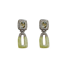 Judith Ripka Sterling Silver Earrings with Prasiolite and Jade