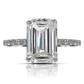 6 CARAT EMERLAD CUT I COLOR VVS2 CLARITY DIAMOND ENGAGEMENT RING PLATINUM GIA CERTIFIED 5 CT I VVS2 BY MIKE NEKTA