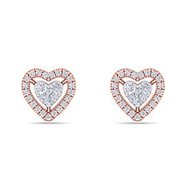 GLAM ® Heart stud earrings in 18K gold with white diamonds of 0.93 ct in weight