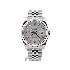 Mens Rolex Stainless Steel Datejust Silver Diamond 116234