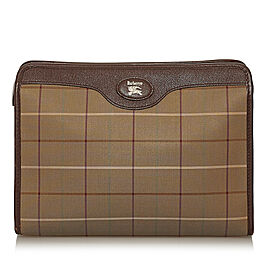 Burberry Plaid Canvas Clutch Bag