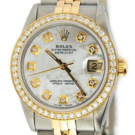 Mid Size Rolex Two-Tone Datejust White MOP Diamond 68273