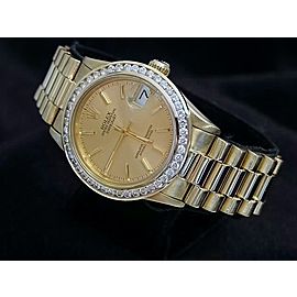 Mid Size Rolex 18K Yellow Gold Datejust President Champagne Diamond 68278